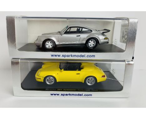 2x Spark Models 1:43 Scale Porsche Models - To Include: S2094 Porsche 964 Speedster Turbolook 1993, S2068 Porsche 911 Carrera