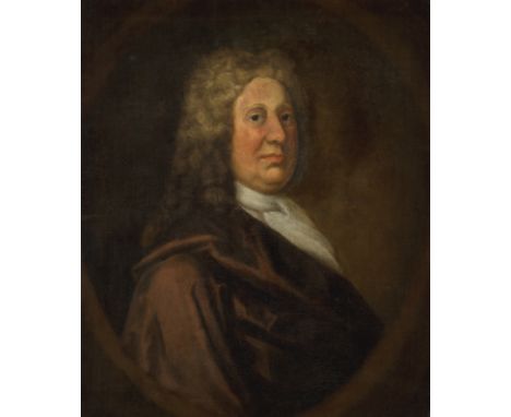 Attributed to Francis Bindon,  Irish c.1690-1765-   Portrait of a gentleman, bust-length, wearing a brown coat and grey powde