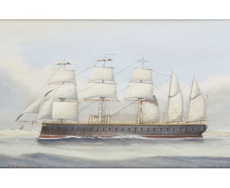 British School,  mid to late 19th century- H.M.S. Northumberland; pencil and watercolour heightened with white on paper, sign