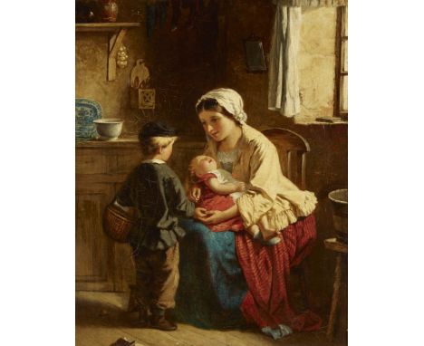 James Gow, RBA,  British, d.1886- His First Message; oil on canvas, 49.5 x 40 cm. Provenance:  Private Collection, UK. Note: 