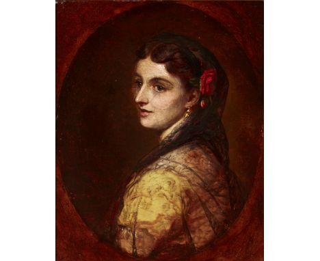 Ernest Gustave Girardot, RBA,  French 1840-1904- A Goya Lady; oil on canvas, signed and dated 'E.G. Girardot 1867[?]' (lower 
