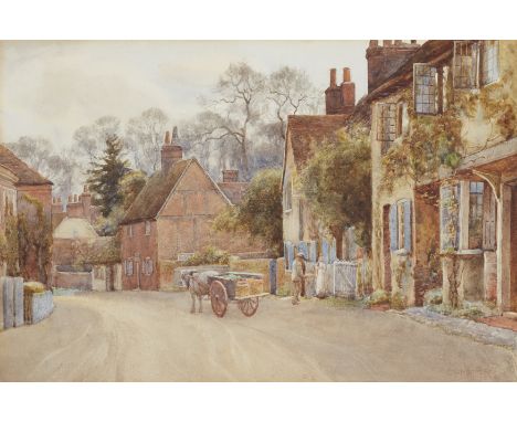 Charles W. Hopper,  British, fl. 1893-1902- Five village scenes; each pencil and watercolour on paper, each signed 'C.W. Hopp