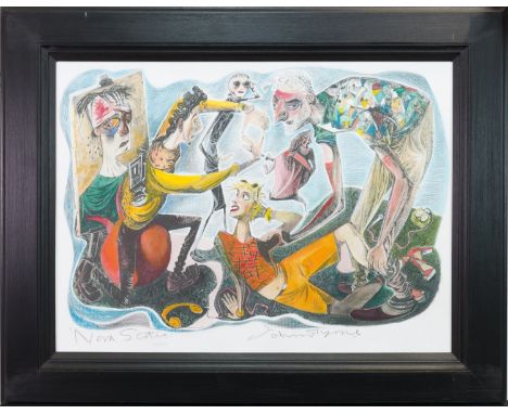 * JOHN BYRNE RSA, NOVA SCOTIA hand coloured lithograph, signed and titled in pencil 55cm x 75cm Mounted, framed and under gla