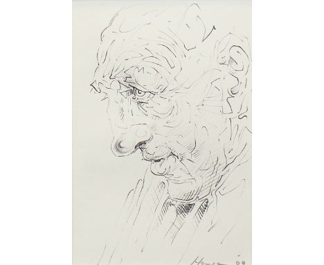 * PETER HOWSON OBE,"GEORGE, A PORTRAIT STUDY OF MY GRANDFATHER"pen on paper, signed and dated '0920cm x 14cmMounted, framed a