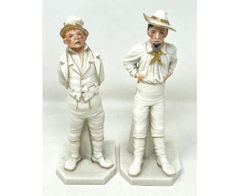 A Royal Worcester figure of a gentleman, 17 cm high, and another (2)There is a small chip to the hat on one, no further major