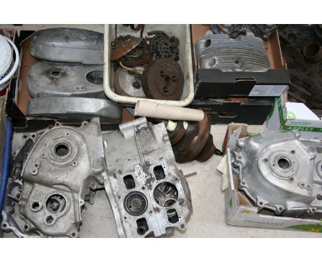 Norton Jubilee, circa 1960, various engine and gearbox casing and parts to include three casings, 17/115392/P, 17/114065/P an