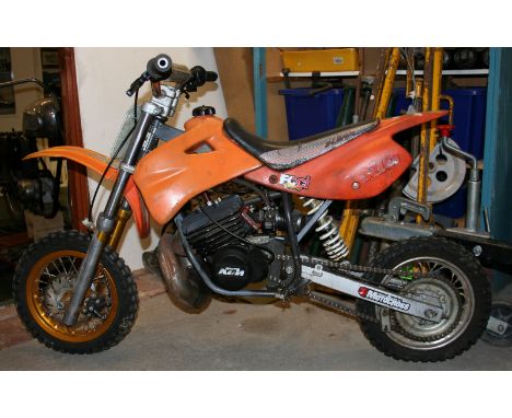 KTM 50cc SXR PRO Senior child's motocross bike; Frame VBKMRA208VM002717. Engine number FM/002187. Manufactured January 1997. 