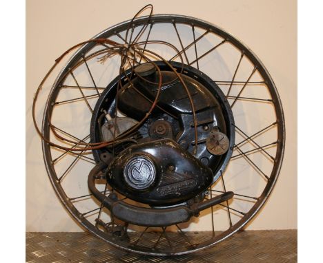 A Cyclemaster 32cc engine, throttle controls and wheel. Engine number A81109.