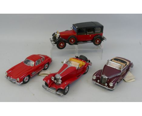 Franklin Mint 1/24 scale die cast models; 1935 Mercedes Benz 770K Grosser, 1935 Mercedes Benz 500K Roadster, 1954 Mercedes Be