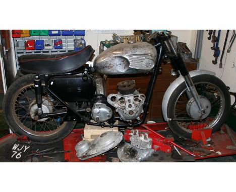 A mid 1950's AJS Model 20 500 cc project, frame number A72891 engine number 54/20 22848, partially dismantled and not complet