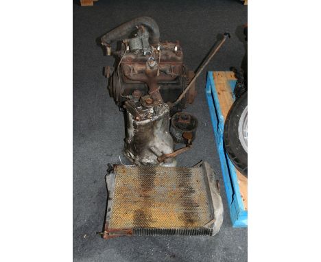 An Austin Big 7 engine, gearbox and radiator, circa 1937, 900cc four cylinder, 25 bhp @ 4000 rpm with a Zenith down draft car