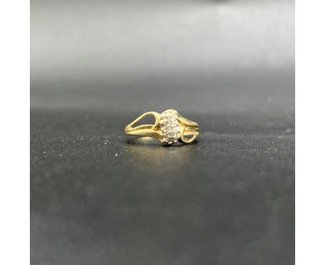 10ct yellow gold diamond dress ring,
size K,
1.7 grams