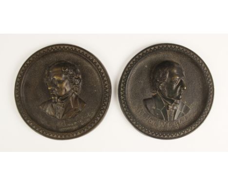 A patinated bronze plaque depicting The Right Honourable W E Gladstone, modelled in high relief, 17.3cm diameter, with a furt