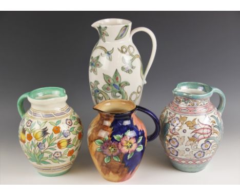 A Charlotte Rhead Bursley Ware jug or ewer, 1930s, decorated with tube lined pattern number TL76, printed and painted marks t