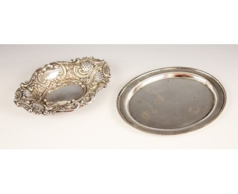 A Victorian silver bon bon dish, A &amp; J Zimmerman Ltd, Birmingham 1897, of shaped oval form with pierced trellis and embos