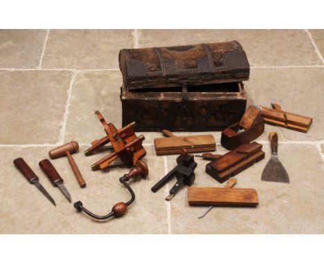 A collection of vintage woodworking tools and effects, chisels, plough and moulding planes, makers to include; Isaac Greaves,