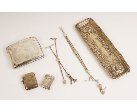 An Art Nouveau silver pin dish, James Deakin &amp; Sons, Chester (date letters worn), of rectangular form with shaped border,