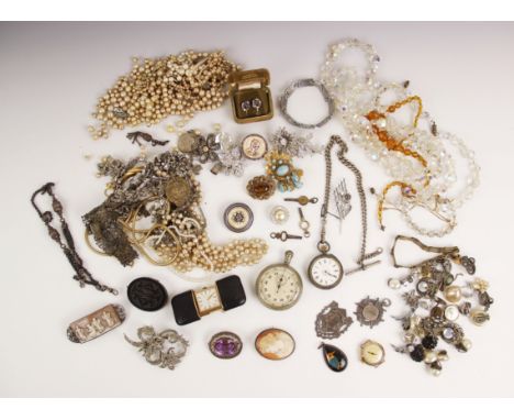 A selection of antique and vintage costume jewellery, to include a Christian Dior by Mitchel Maer paste set floral en trembla