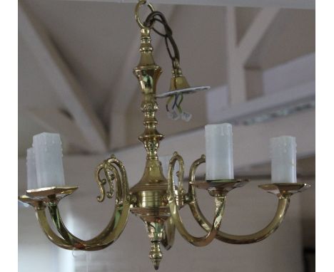 A small five branch brass electrolier light fitting