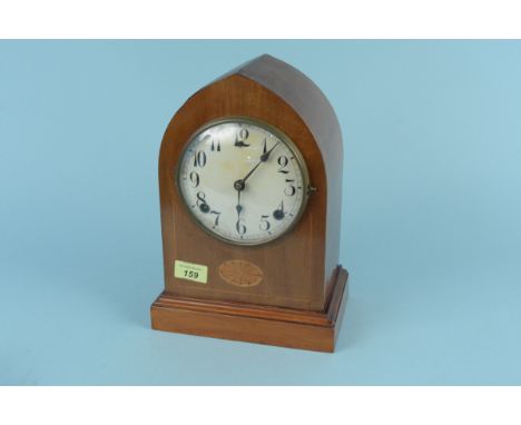 An Edwardian inlaid mahogany mantel clock of large proportions