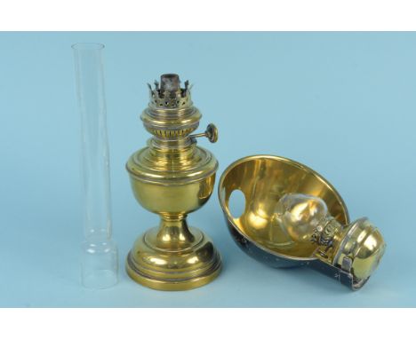 A small brass oil lamp plus a small brass oil lamp with reflector
