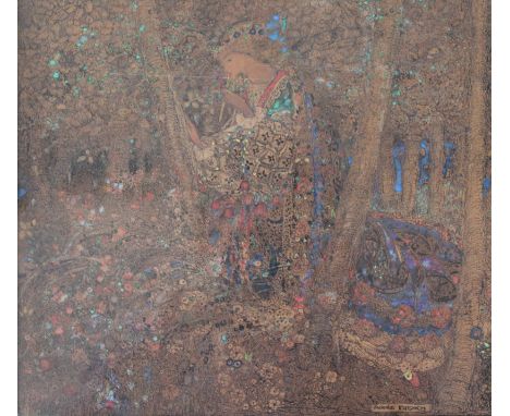 Annie French (1872-1965) Glasgow School of Art 1896-1902, Royal Academy and Paris Salon exhibited, Art Nouveau mixed media of