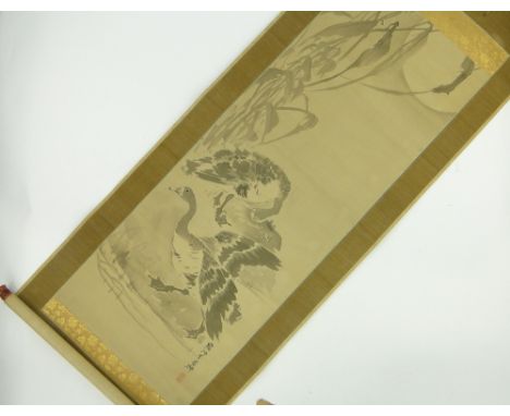 Chinese School,
19th century scroll painting, study of ducks.
