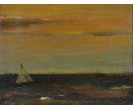 Uhlman,
oil on canvas, seascape, signed, 10.5" x 14", framed.