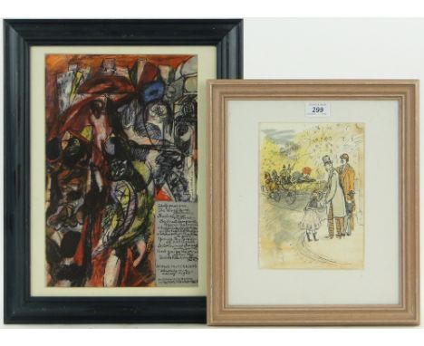 Gerard Wilde,
lithograph, T S Eliot poem, published 1944, 15" x 9.5" and A Gross, lithograph, street scene, 9" x 6.5", (2).