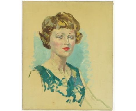Harry Riley,
oil on canvas, portrait of the artist's daughter 1951, 24" x 20", framed.