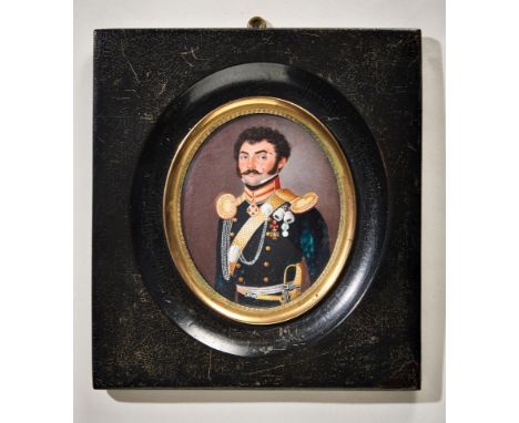 Ausländische Orden &amp; Ehrenzeichen - Russland/Zarenreich : Portraitminiatur eines russischen Offiziers der Napoleonischen 