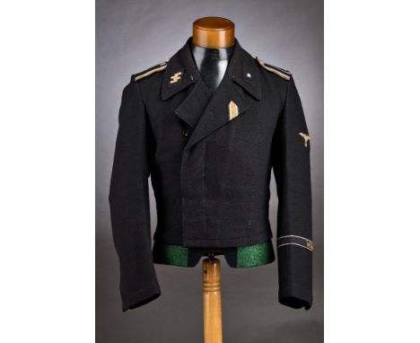 Schutzstaffel-SS - Waffen SS : Schwarze SS Panzerjacke für einen Unterscharführer der Division Wiking.Schwarzer Wollstoff im 