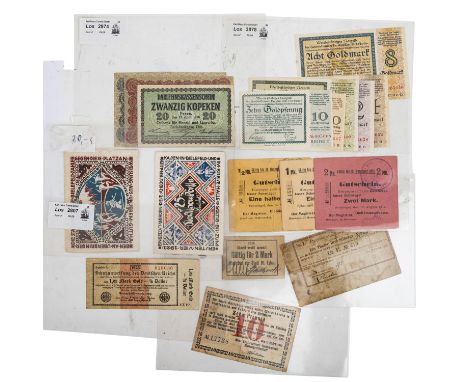 8 ehemalige Lose der Firma Cortrie in Hamburg mit 19 sehr unterschiedlich erhaltenen Noten, Deutschland ex 1872/1923, dabei D