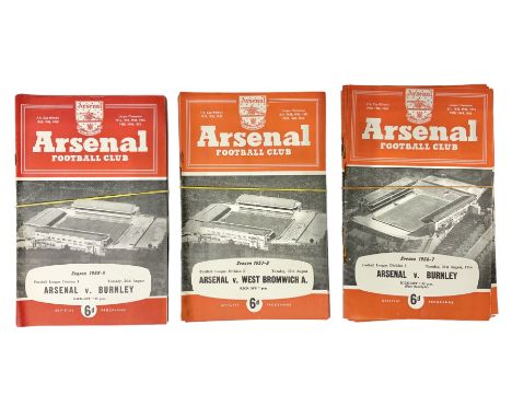 Arsenal F.C. - forty-nine home programmes for 1956/57 (21), 1957/58 (13) & 1958/59 (15) including Division One, F.A. Cup (inc