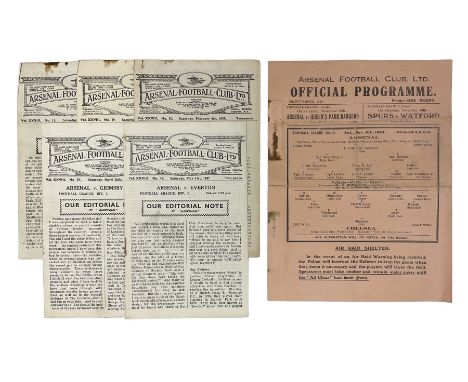 Arsenal F.C. - WW2 home match programme versus Chelsea November 6th 1943 when Arsenal had to play their home games at Tottern