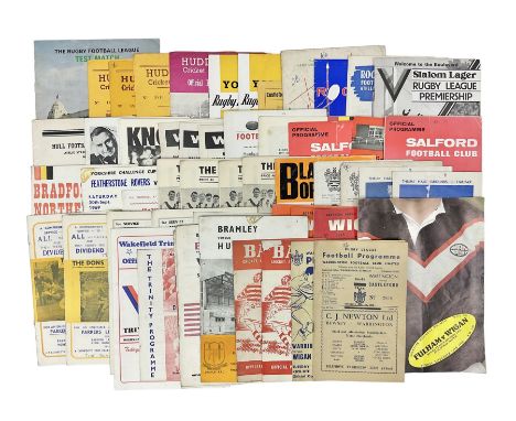 Over fifty Rugby League match programmes 1960s/70s including Liverpool City, Wigan, Doncaster, Halifax, Blackpool, Leeds, Sal
