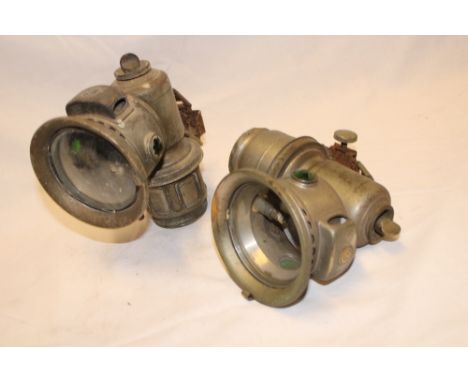 Two various carbide bike lamps including Lucas Calcia Club and Lucas (2)