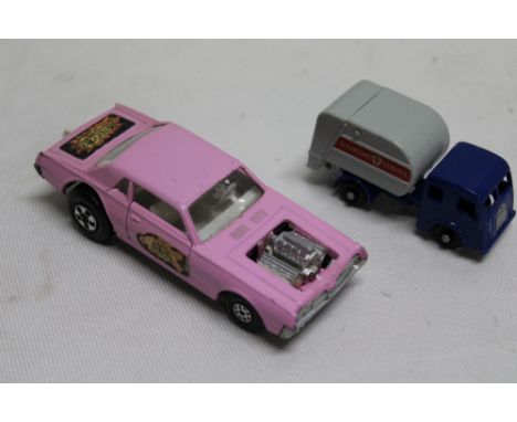 A Matchbox K-21 Cougar dragster and a Lesney No. 15 refuse collector