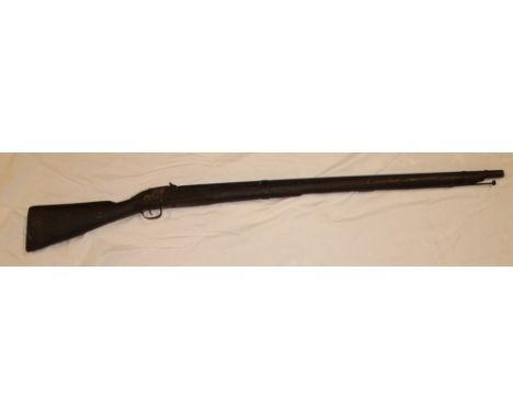 A 19th Century Colonial Percussion musket with stained wood stock (af)