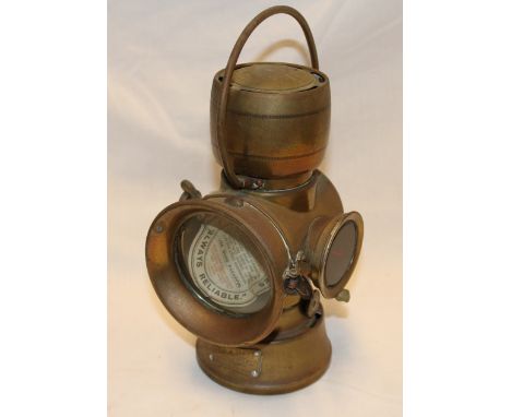 A Lucas King of the Road No. 631 brass vehicle side lamp, 11" high