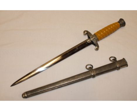 A Second War German army officers dagger by E W Holler of Solingen in plated mounts 