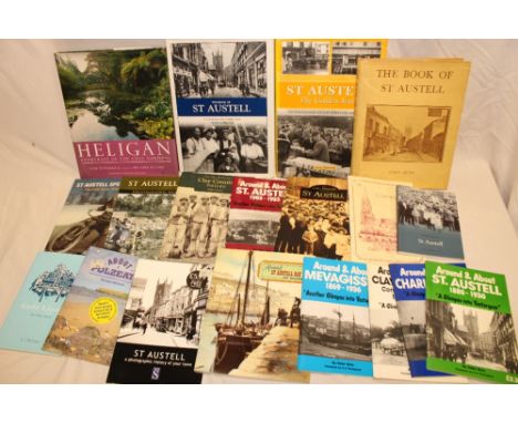 Various St Austell related volumes including The Book of St Austell, St Austell - The Golden Years, St Austell Bay, Heligan -