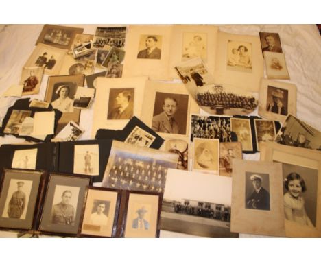 A large selection of various photographs including Van Dyke portrait photographs, cabinet photographs, military portraits, ge