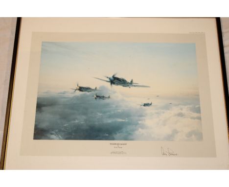 A coloured aircraft print "Flight of Eagles" after Robert Taylor, signed by German Pilot Adolf Galland 