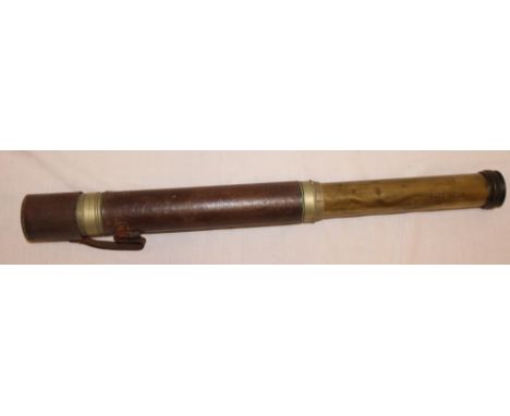 A Second War Naval brass telescope with leather covered body by W. Ottway and Co, London, dated 1943