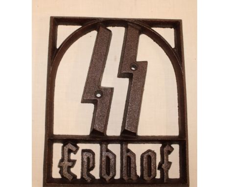 A Third Reich iron "Erbhof" hereditary farm gate plaque, 10" x 8" 