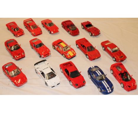 A selection of 1:18 scale diecast sports cars and various other vehicles etc 