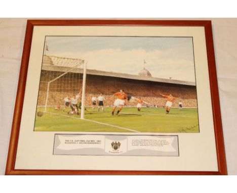 A coloured football print "The Matthews Final" - The FA Cup Final 2nd May 1953 celebrating Sir Stanley Matthews' 80th birthda