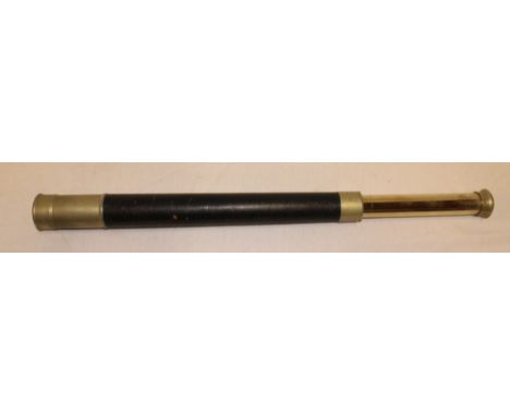 A nickel plated Naval telescope by Ross of London with leather clad body, 26½" long 