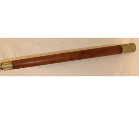 A good quality Naval nickel-plated telescope by Ross of London, No. 70800 with leather clad body, 45" long overall 